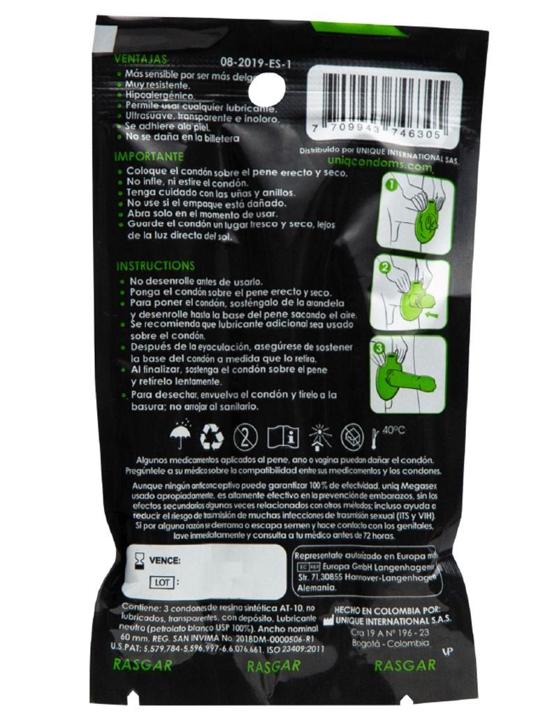 UNIQ MEGASEX Preservativos Extra Finos