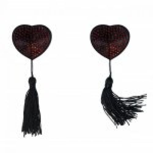 pezoneras corazon rojo con flecos