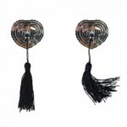 pezoneras corazon plata con flecos lentejuelas burlesque