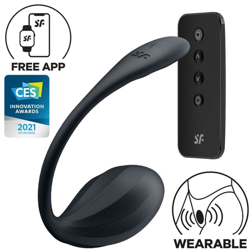 SATISFYER   RIBBED PETAL ESTIMULADOR PUNTO G CONTROL REMOTO NEGRO APP GRATUITA