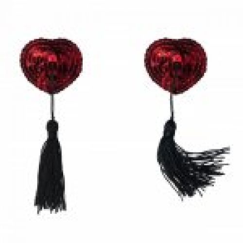 pezoneras corazon rojo con flecos lentejuelas burlesque