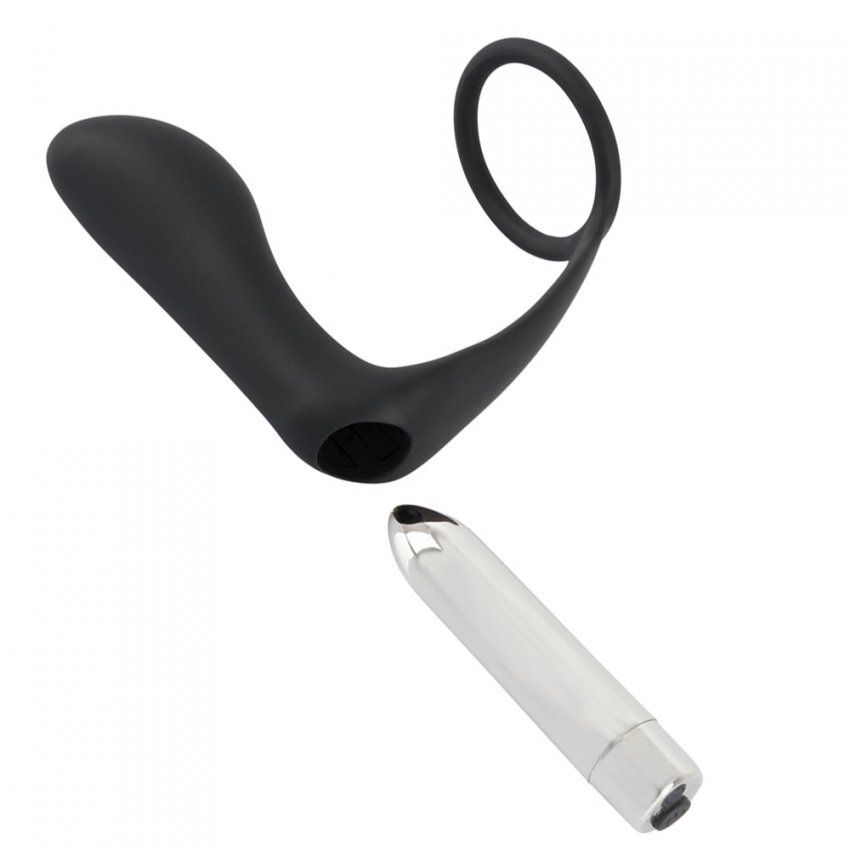 Plug prostático con vibración y anilla para el pene