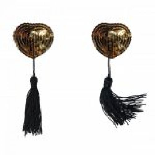 pezoneras corazon dorado con flecos lentejuelas burlesque