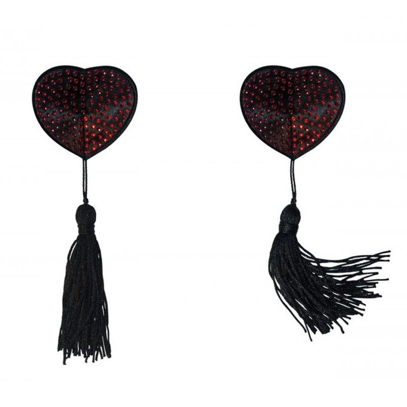 pezoneras corazon rojo con flecos