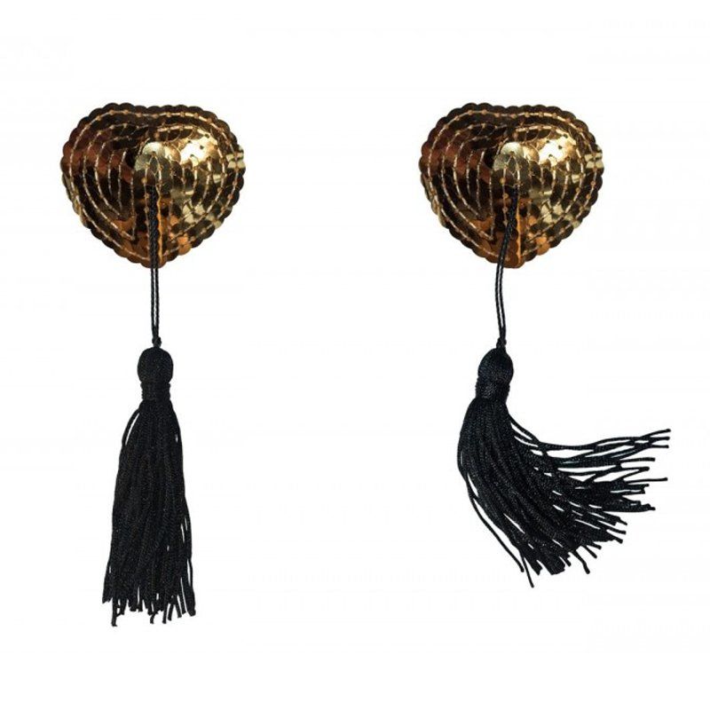 pezoneras corazon dorado con flecos lentejuelas burlesque