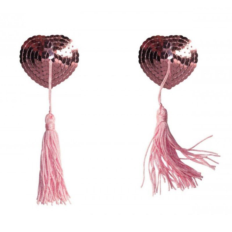 pezoneras corazon rosa con flecos lentejuelas burlesque