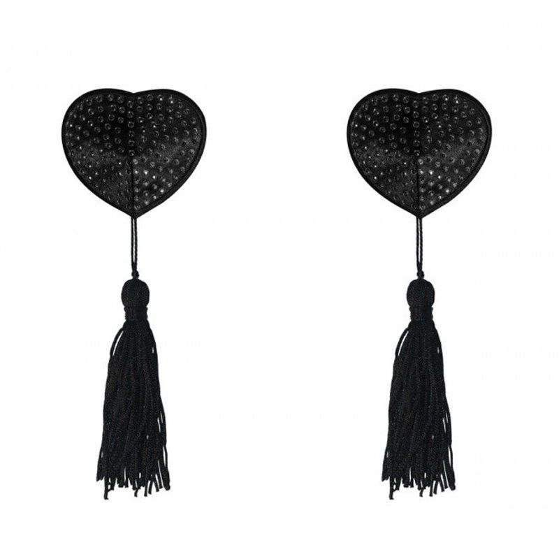 pezoneras corazon negro con flecos