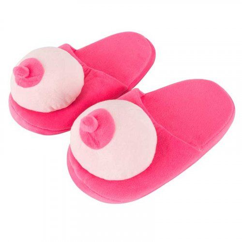 zapatillas tetas peluche rosa