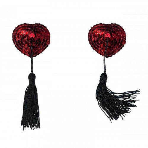 pezoneras corazon rojo con flecos lentejuelas burlesque