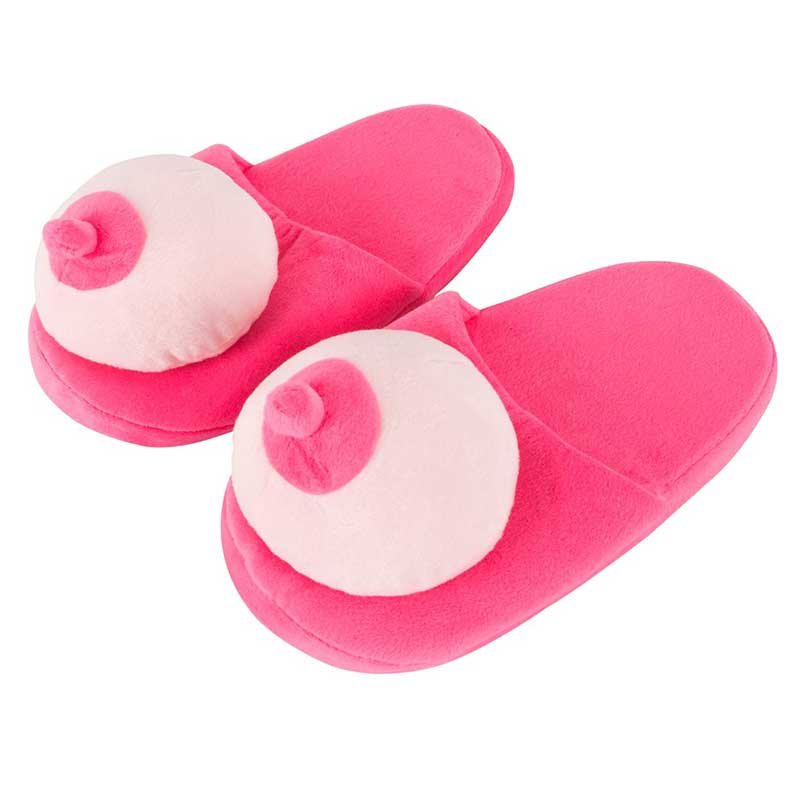 Zapatillas tetas peluche rosa