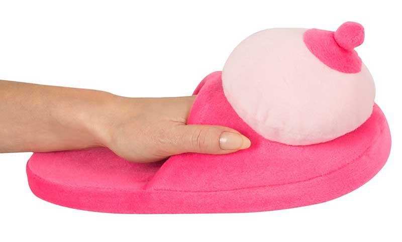 Zapatillas tetas peluche rosa