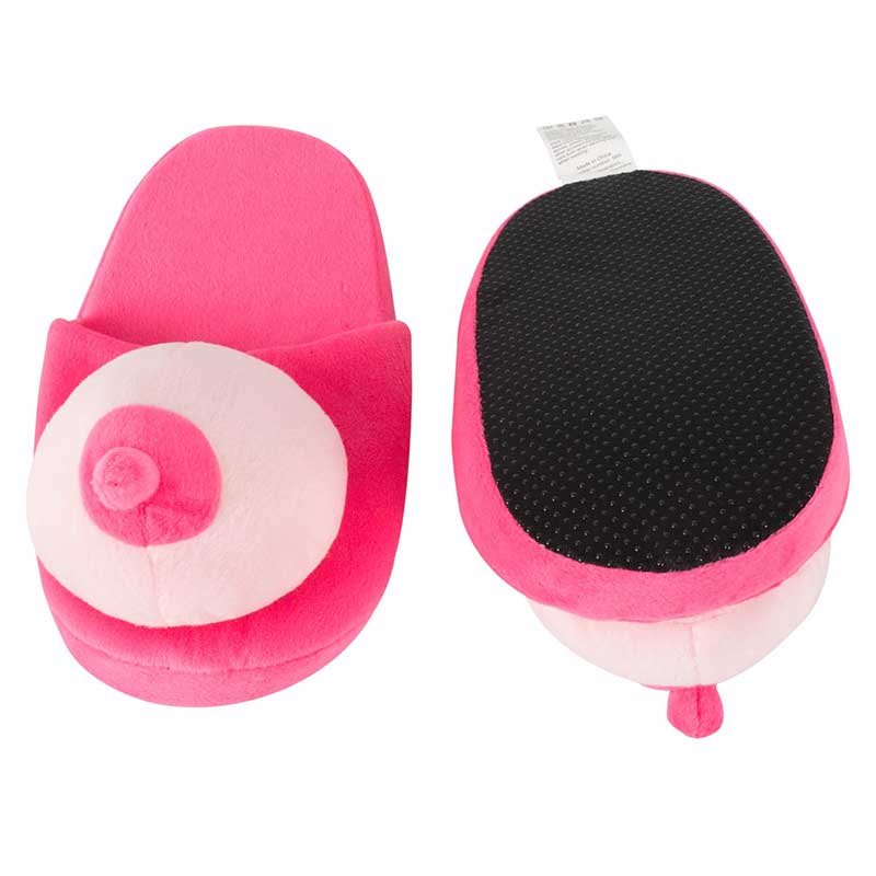 Zapatillas tetas peluche rosa